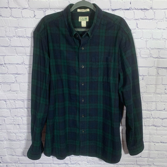 L.L. Bean Other - L.L.Bean Mens Traditional Fit Plaid Flannel Button Down Blue Green Sz XL Cotton